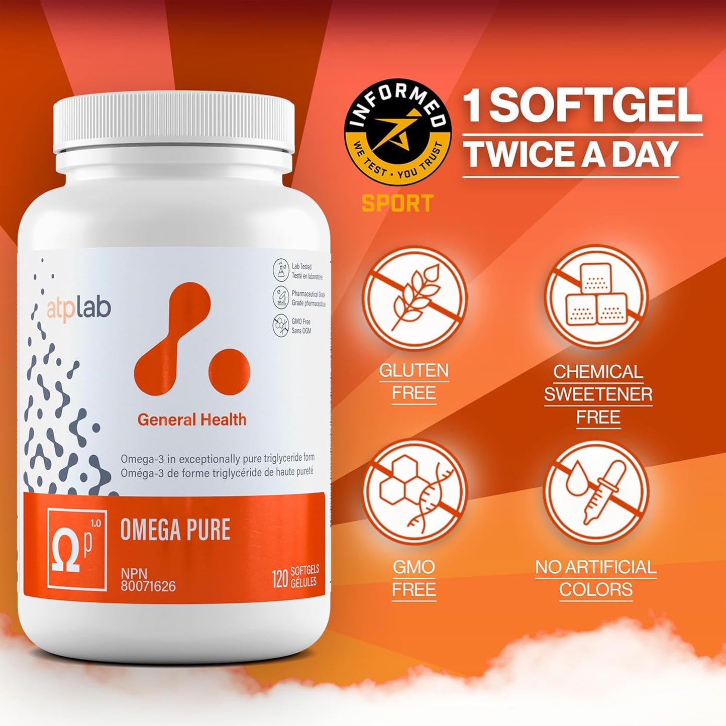 ATP LAB Omega Pure Softgels - Fish Oil Triglyceride Form - Brain & Cognitive Health - EPA DHA Omega 3 Fatty Acids