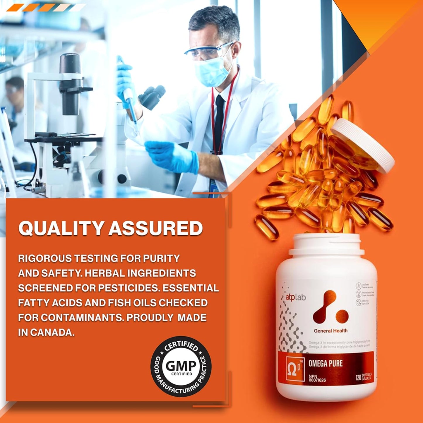 ATP LAB Omega Pure Softgels - Fish Oil Triglyceride Form - Brain & Cognitive Health - EPA DHA Omega 3 Fatty Acids