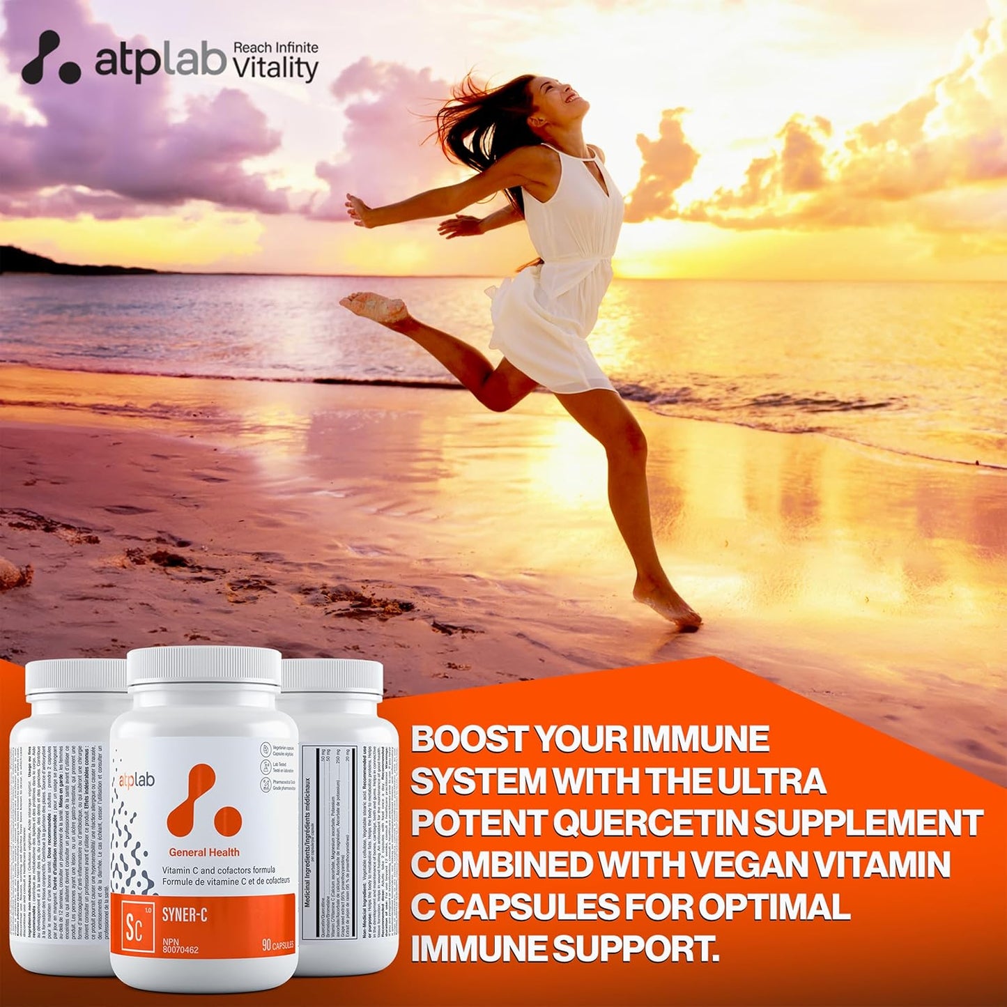 ATP LAB Syner-C 90 Capsules - Ultra-Potent Chelated Vitamin C Formula with Quercetin for Immunity Boost