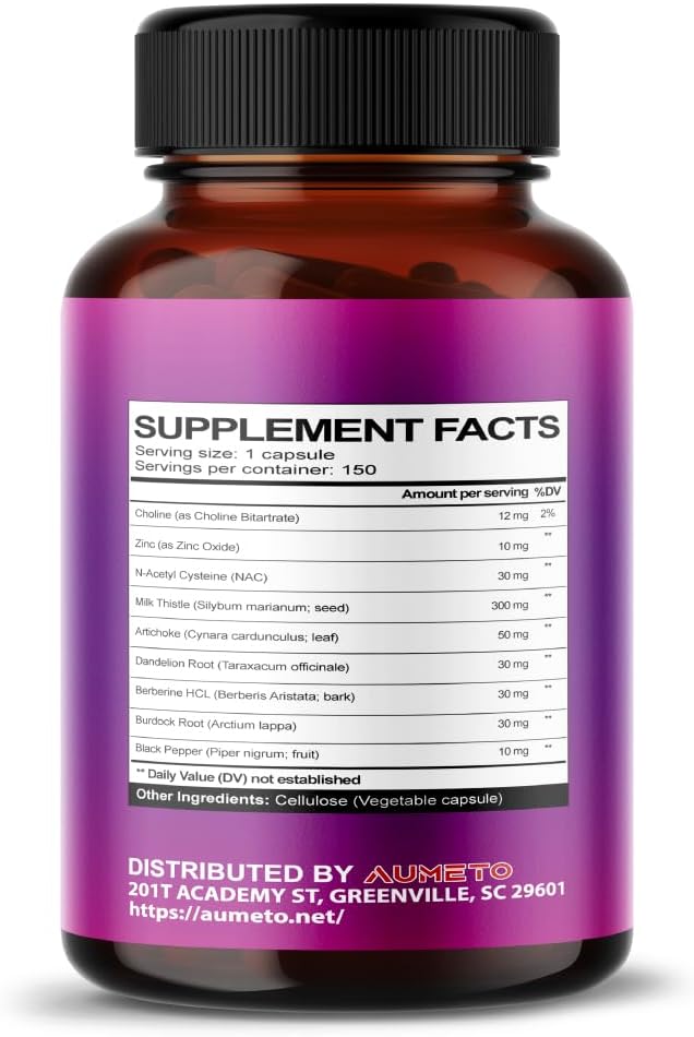 AUMETO Ultra Milk Thistle 9 in 1 Formula with Dandelion, NAC, Berberine, and Artichoke - 150 Count Pack for Liver Support