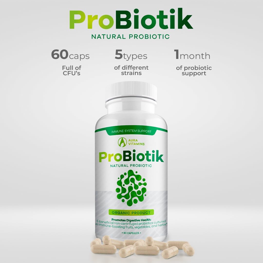 AURA VITAMINS Probiotik Enzyme Blend Supplement for Gut Health - 60ct (2 Pack)