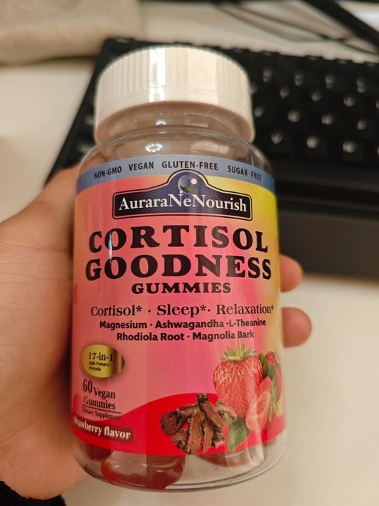 AuraraNeNourish Cortisol Support Gummies - Sugar Free Formula for Stress Relief and Energy Boost
