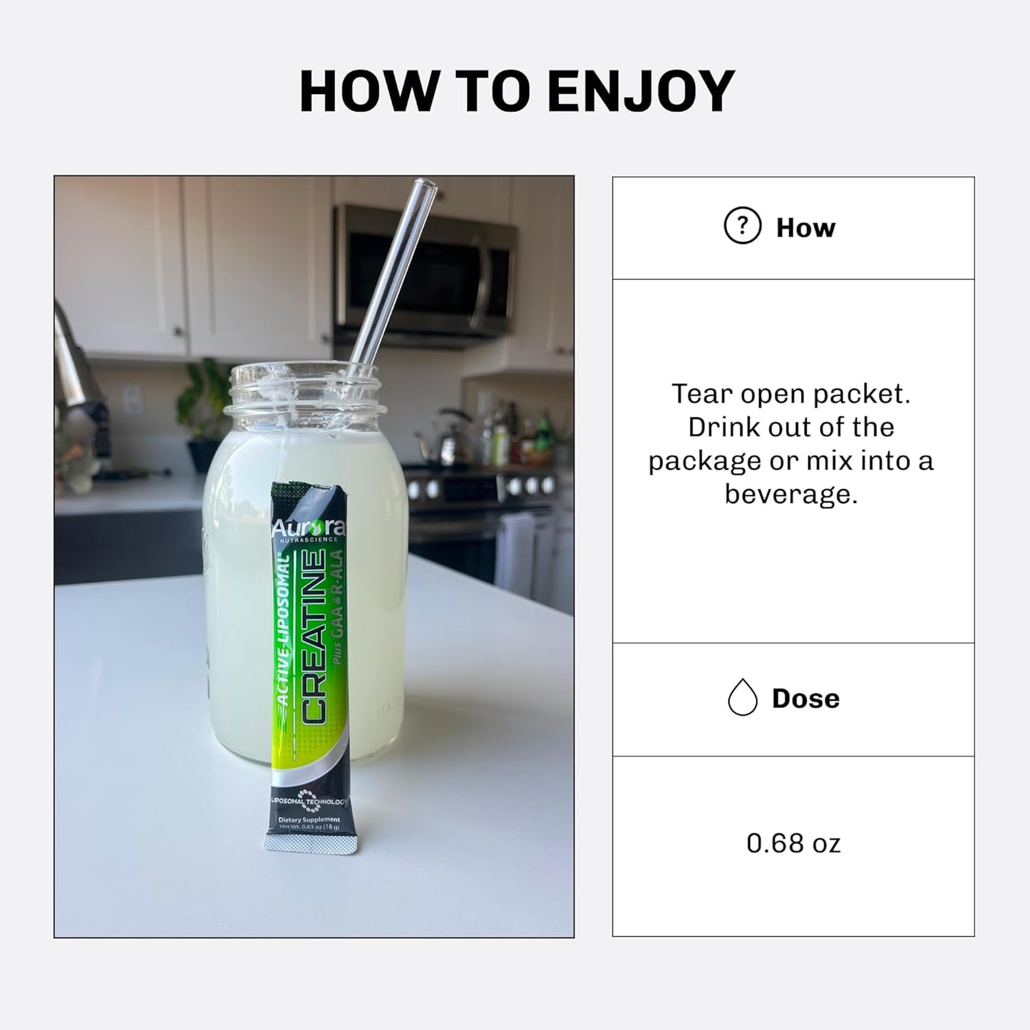 Aurora Nutrascience Active-Liposomal Creatine + GAA & R-ALA for Exercise Performance & Muscle Growth - 10 Packets