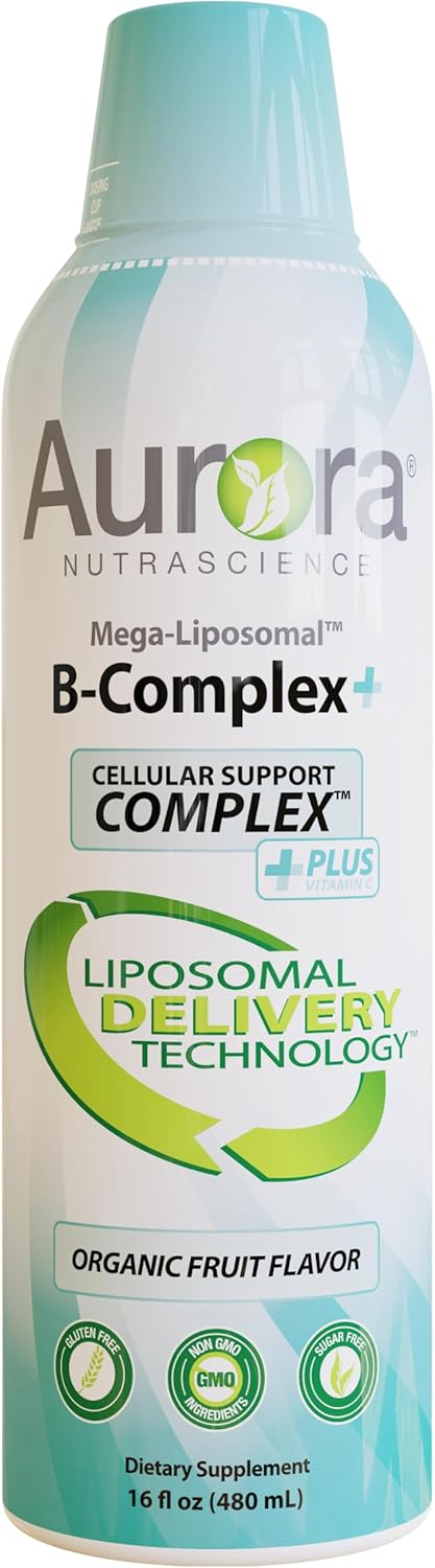 Aurora Nutrascience Mega-Liposomal B-Complex + Vitamin C Liquid Supplement 16 fl oz - Energy, Immune & Nervous System Support