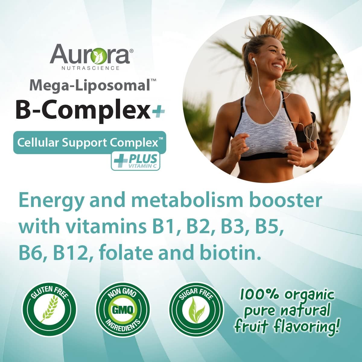 Aurora Nutrascience Mega-Liposomal B-Complex + Vitamin C Liquid Supplement 16 fl oz - Energy, Immune & Nervous System Support