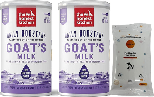 Aurora Pet Bundle Pack: Human Grade Instant Goat's Milk with Probiotics & Wipes