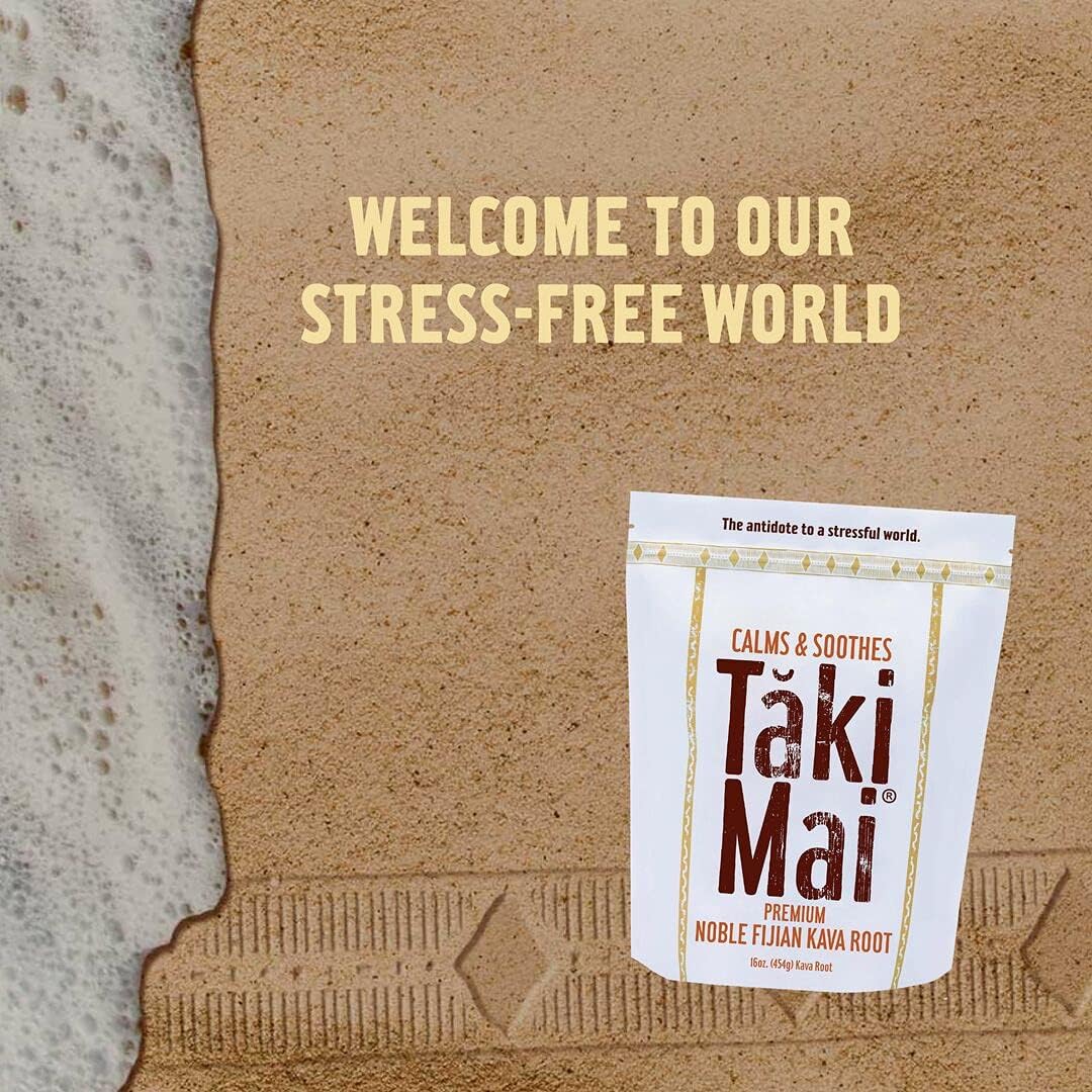 Authentic Fiji Kava Root Powder - Traditional Grind, High Kavalactone Content for Relaxation, Stress Relief, and Sleep Support - 16 Oz Pack - Easy to Prepare