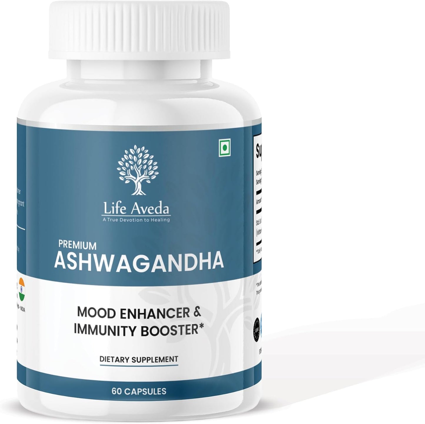 Aveda Ashwagandha Capsules 500mg - Herbal Supplement for Adults - 60 Capsules (1-Month Supply)