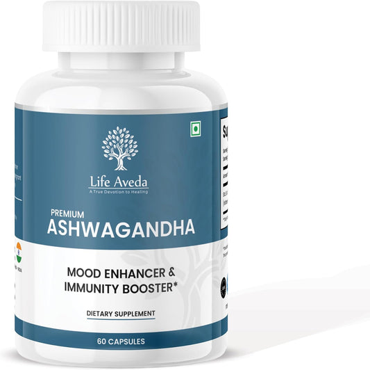 Aveda Ashwagandha Capsules 500mg - Herbal Supplement for Adults - 60 Capsules (1-Month Supply)