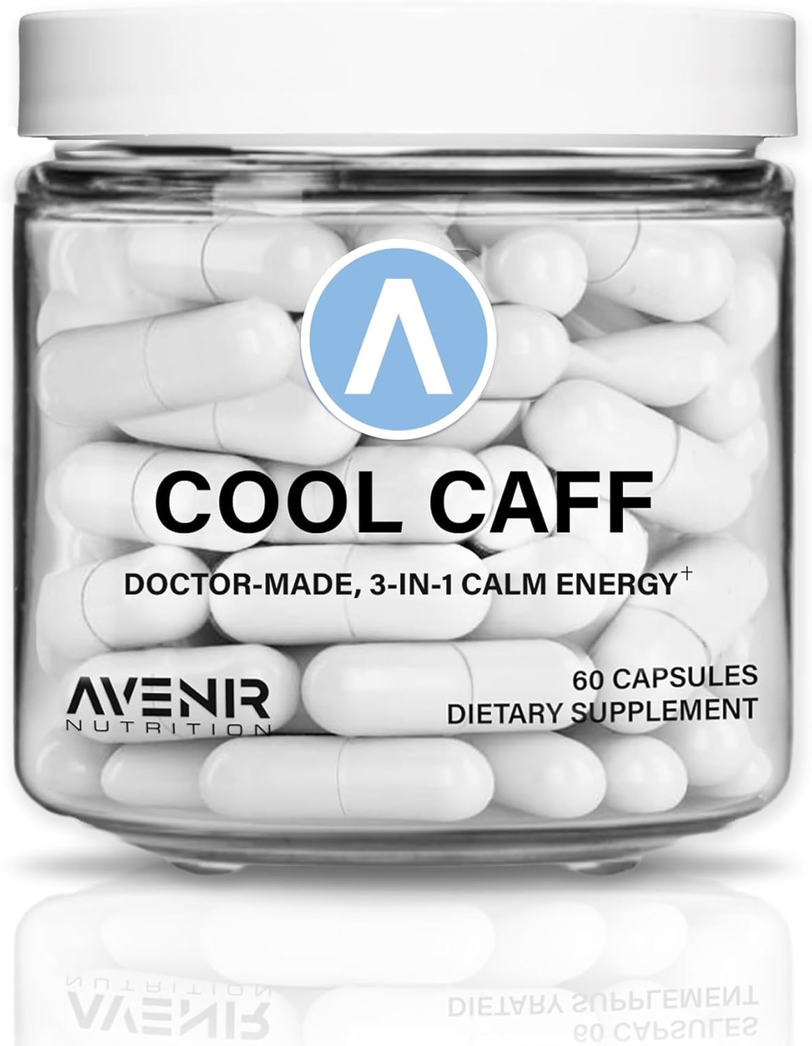 Avenir Nutrition Cool Caff Energy Supplements - Enhance Energy and Focus with L Theanine and Caffeine - Pre Workout for Women and Men - 60 Capsules