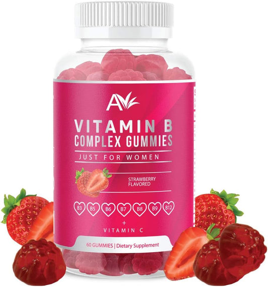 Avilana Women's Vegan Vitamin B Complex Gummies with B12, Biotin, Niacin, Pantothenic Acid, and Folate for Energy and Immune Support