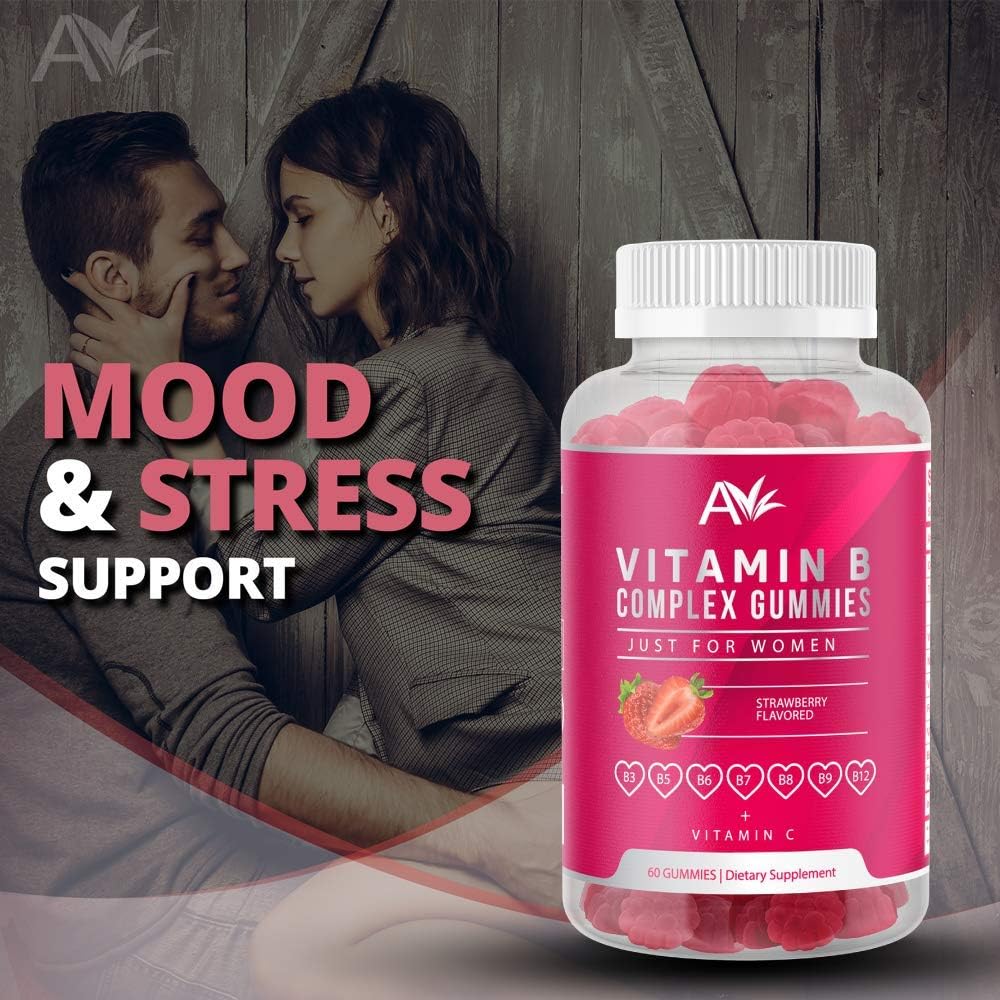 Avilana Women's Vegan Vitamin B Complex Gummies with B12, Biotin, Niacin, Pantothenic Acid, and Folate for Energy and Immune Support