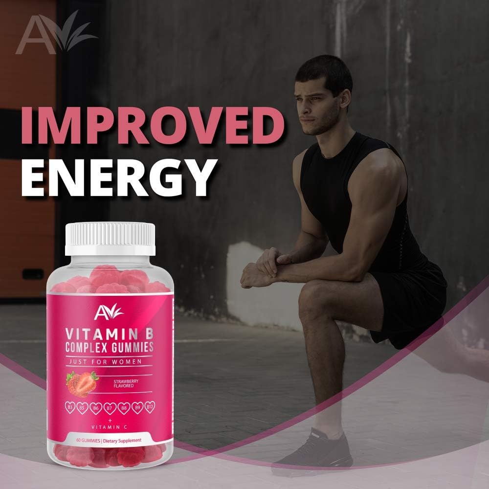 Avilana Women's Vegan Vitamin B Complex Gummies with B12, Biotin, Niacin, Pantothenic Acid, and Folate for Energy and Immune Support