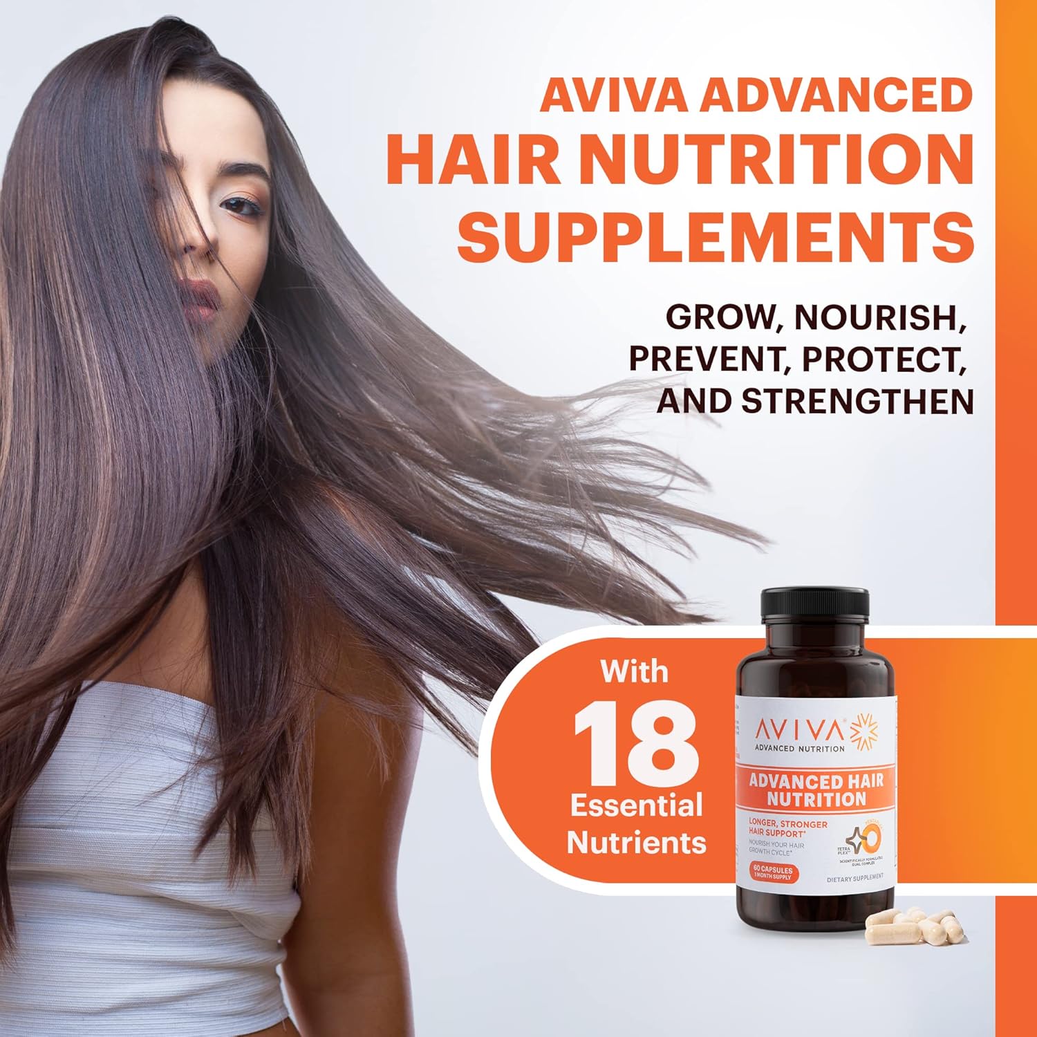 Aviva Advanced Hair Nutrition Vitamins - 60 Capsules for Thicker Hair - Biotin 5000mcg with Essential Oils
