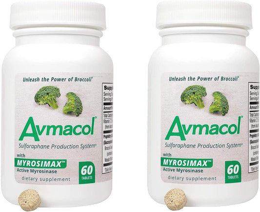 AVMACOL® Sulforaphane Supplement with Myrosinase - 2 Bottle Value Pack (120 Capsules)