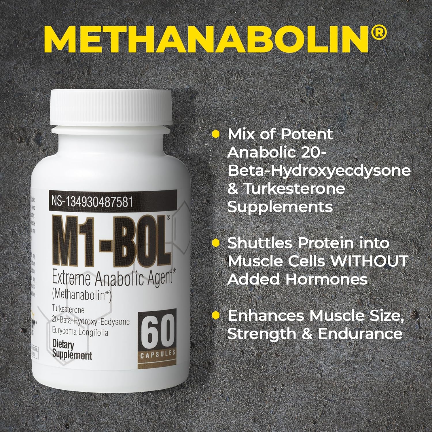 Avry Labs M1-BOL Extreme Anabolic Supplement with Turkesterone for Muscle Growth & Strength - Vegan Dietary Supplement, 60 Capsules