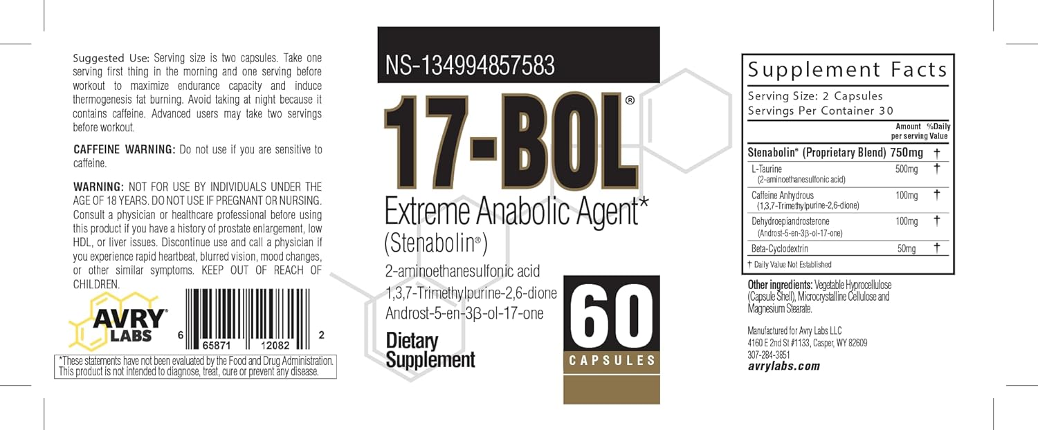 Avry Labs Mass Stack Bundle: M1-BOL and 17-BOL for Muscle Growth, Strength, and Vascularity - 2 Month Supply