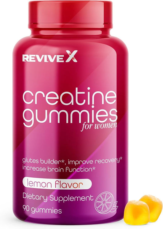Award Winning Lemon Drop Glute Gummies with 3G Creatine - 90 Count for Women, Muscle Builder, Monohydrate - 30 Servings