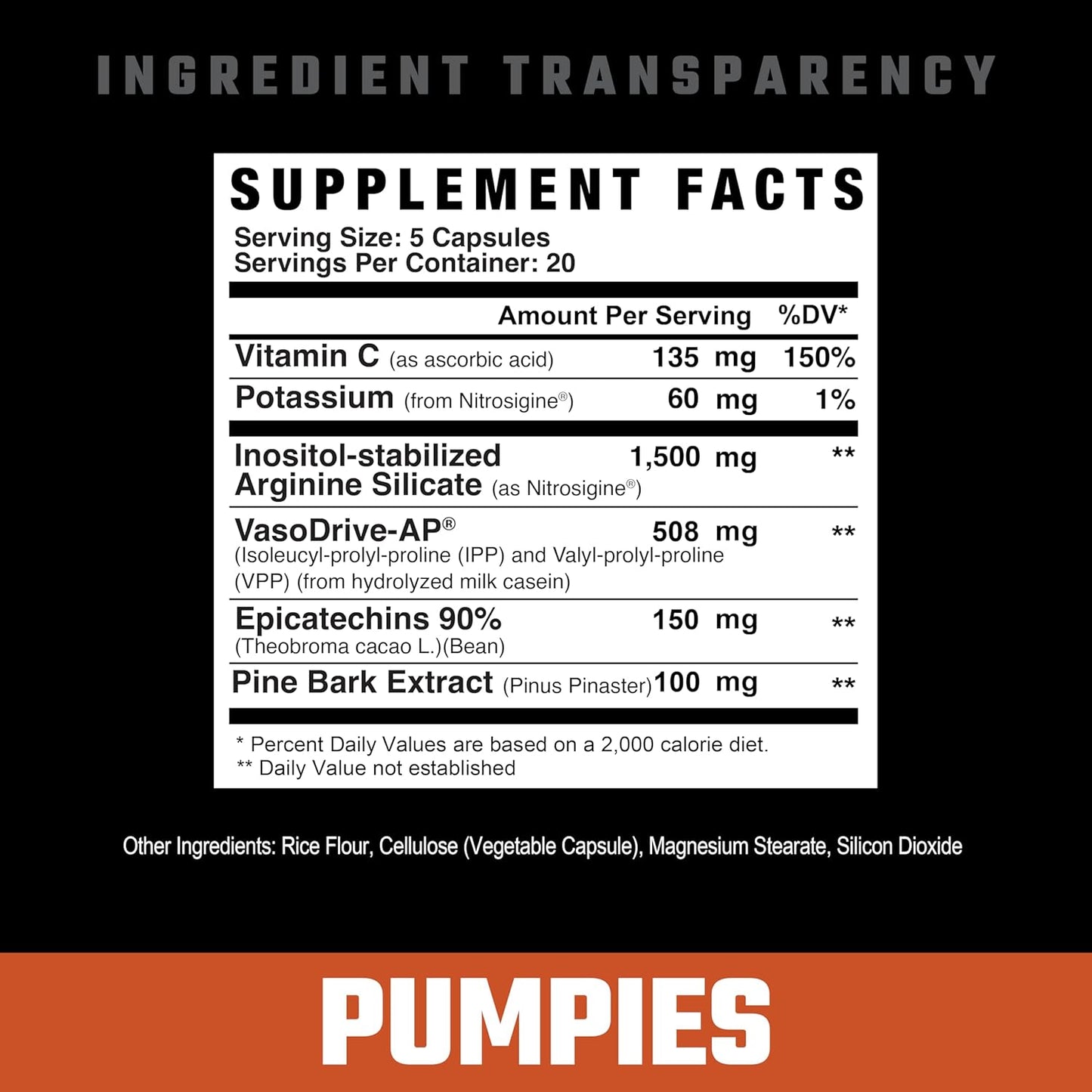 Axe & Sledge PUMPIES Nitric Oxide Booster with VasoDrive-AP and Nitrosigine - Enhance Pumps, Performance, and Recovery - 20 Servings, 100 Capsules