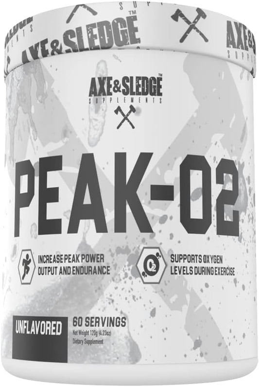 Axe & Sledge Supplements Peak-O2 Basics Powder - Unflavored, Supports Exercise Performance and Endurance, 60 Servings, No Artificial Ingredients