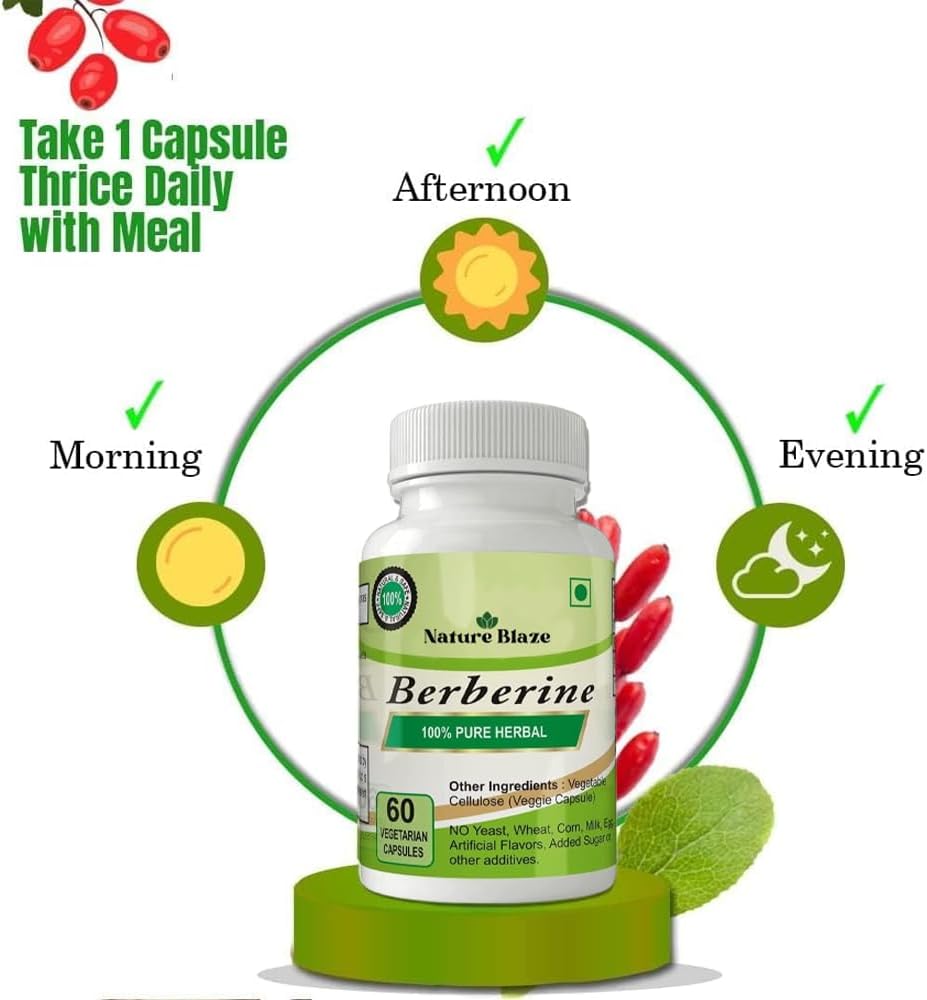 Ayurvedic Berberine Capsules by Nature Blaze - 120 Capsules for Natural Health Support