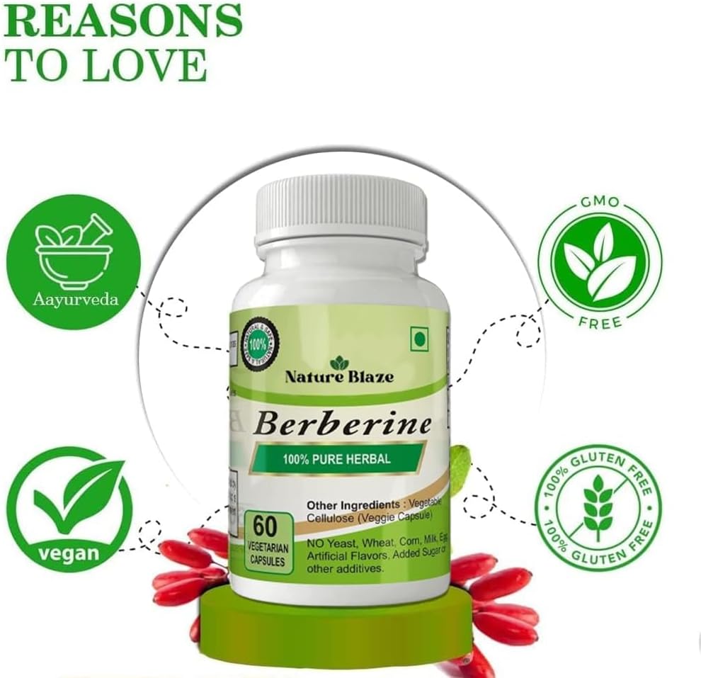 Ayurvedic Berberine Capsules by Nature Blaze - 120 Capsules for Natural Health Support