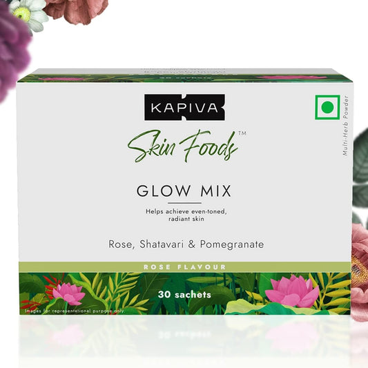 Ayurvedic Glow Mix Skin Supplement with Collagen Powder for Healthy and Glowing Skin (30 Sachets) by Kapiva Skin Foods