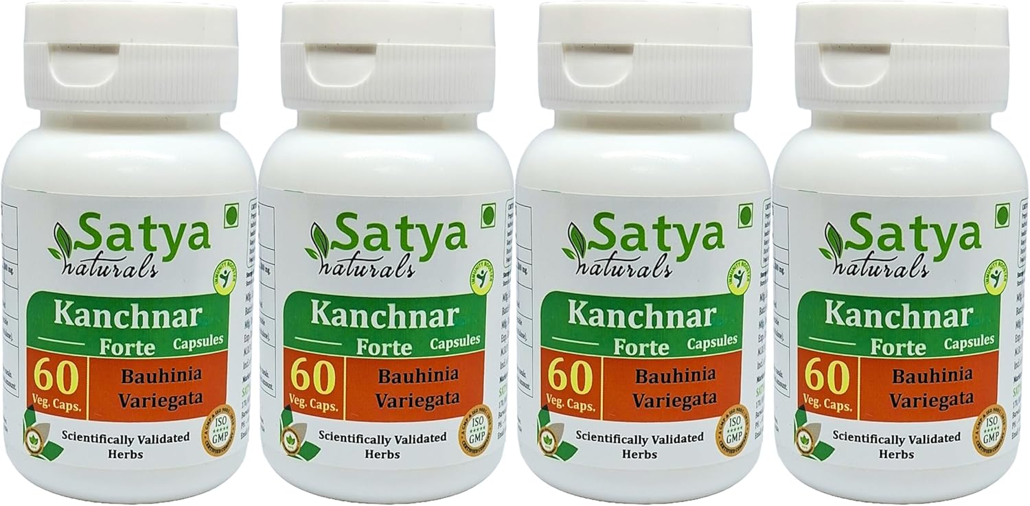 Ayurvedic Kanchnar Forte Capsules 500mg for Men and Women - Herbal Supplement with Bauhinia Variegata Extract - Pack of 240 Capsules