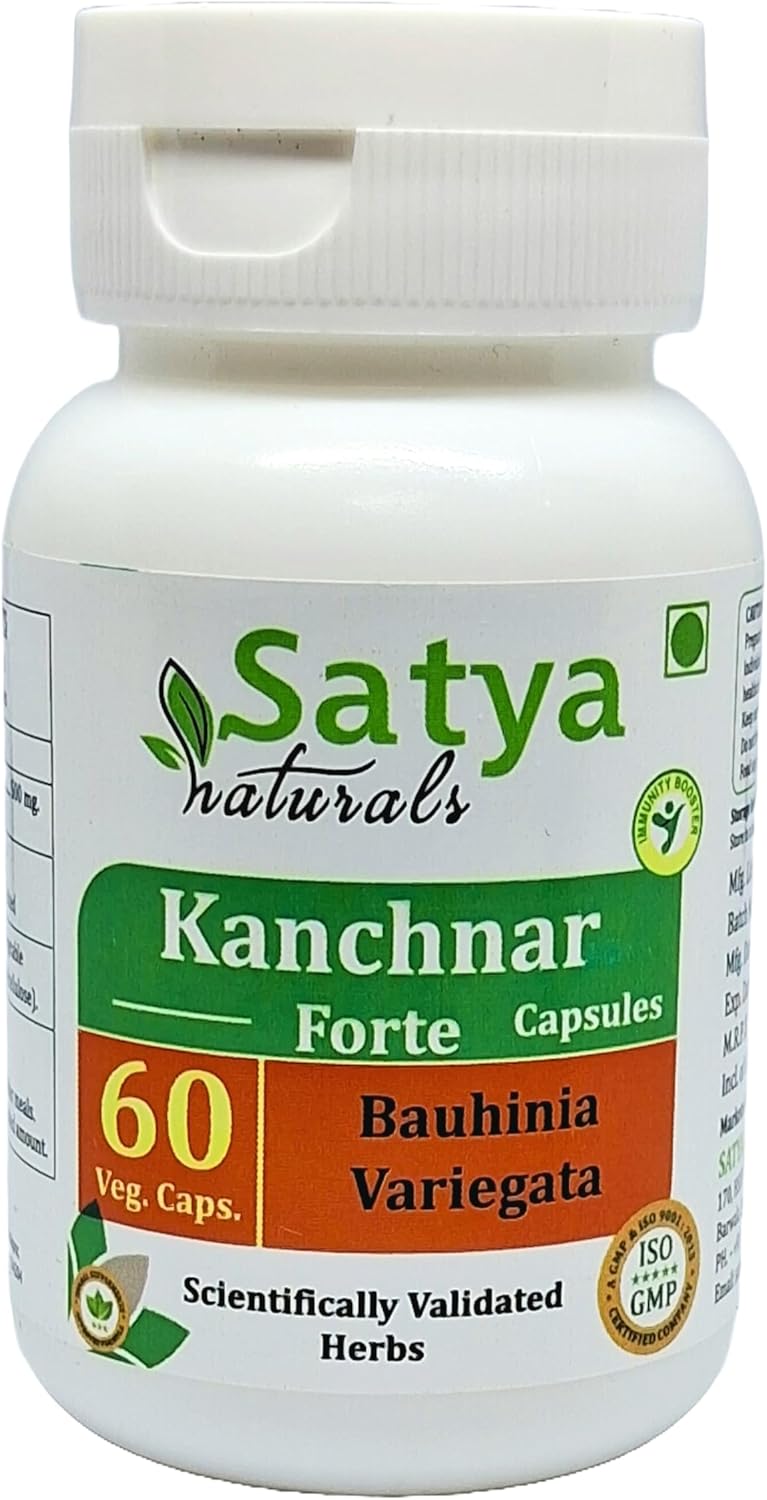 Ayurvedic Kanchnar Forte Capsules 500mg for Men and Women - Herbal Supplement with Bauhinia Variegata Extract - Pack of 240 Capsules