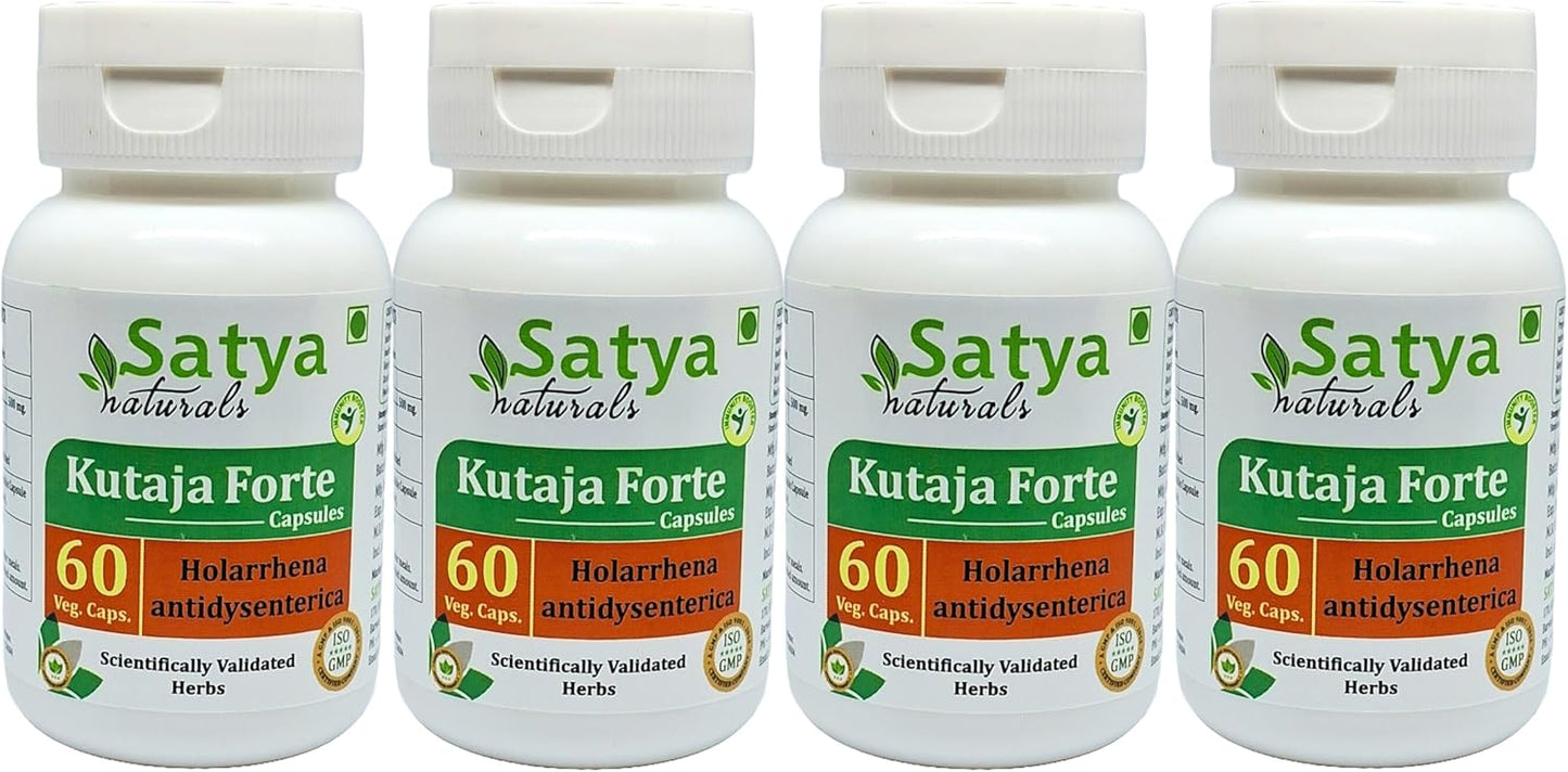 Ayurvedic Kutaja Forte Capsules 500mg - 240 Capsules for Men and Women - Holarrhena Antidysenterica Extract - Herbal Remedy Supplement