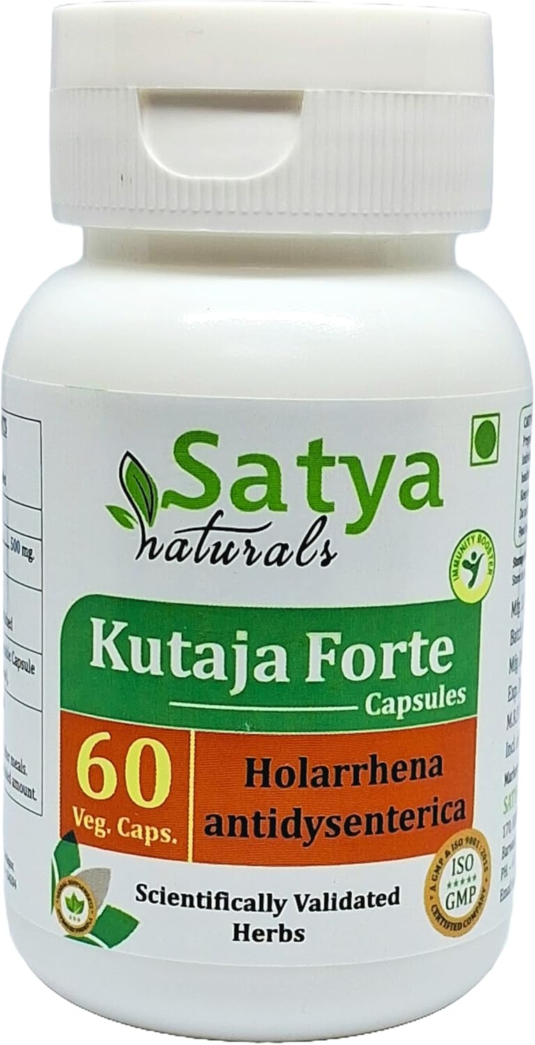 Ayurvedic Kutaja Forte Capsules 500mg - 240 Capsules for Men and Women - Holarrhena Antidysenterica Extract - Herbal Remedy Supplement