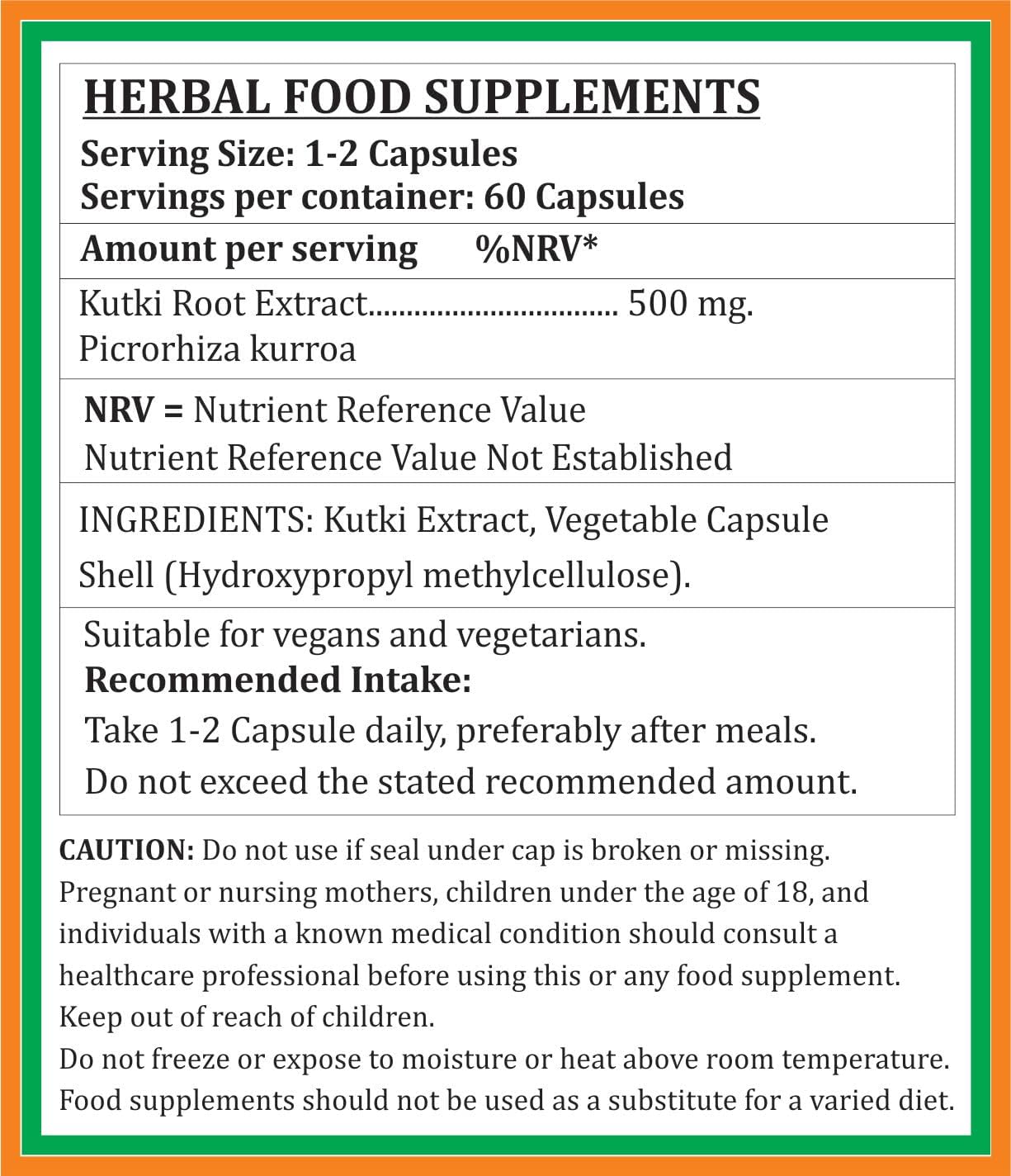 Ayurvedic Kutki Forte Capsules 500mg - Herbal Supplement for Men and Women - Satya Naturals (60 Veg Capsules)