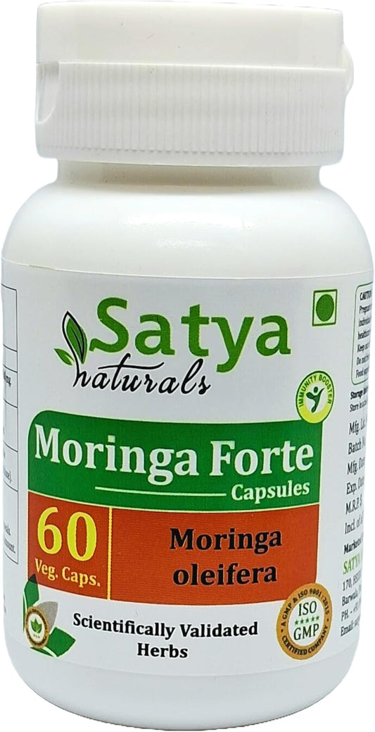 Ayurvedic Moringa Forte Capsules 500mg for Men & Women - Satya Naturals Sahijan Extract Supplement - Herbal Remedy 10:1 Forte (1 Bottle 60 Caps)