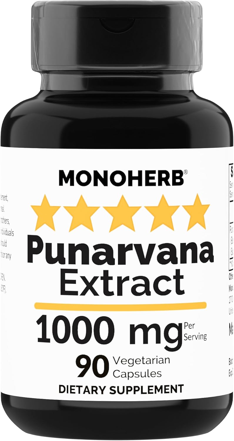 Ayurvedic Punarnava Supplement 1000mg - 90 Vegetarian Capsules - Boerhavia Diffusa Extract