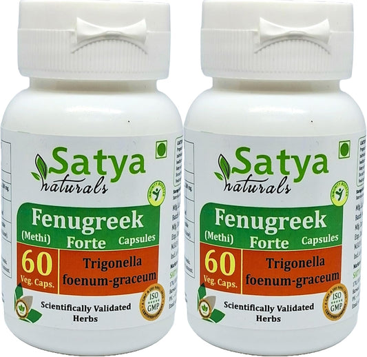 Ayurvedic Satya Naturals Fenugreek Forte Capsules 500mg - 120 Capsules for Men and Women - Herbal Supplement Extract for Health and Wellness