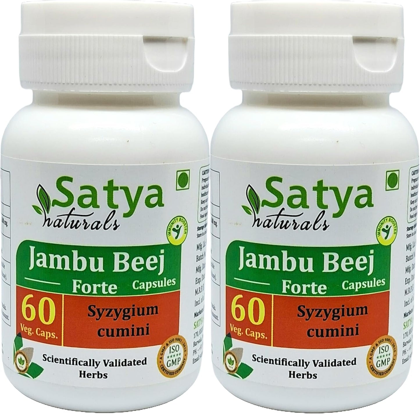 Ayurvedic Satya Naturals Jambu Beej Extract Capsules 500mg - 120 Veg Capsules | Herbal Supplement for Men and Women | 10:1 Forte Formula