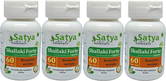 Ayurvedic Shallaki Forte Capsules 500mg - Boswellia Serrata Extract for Men and Women - Herbal Supplement/Remedies - 4 Bottles of 60 Veg Capsules