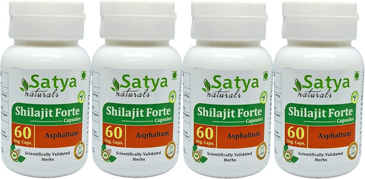 Ayurvedic Shilajit Forte Capsules 500mg - 240 Capsules for Men and Women - Herbal Supplement - Satya Naturals