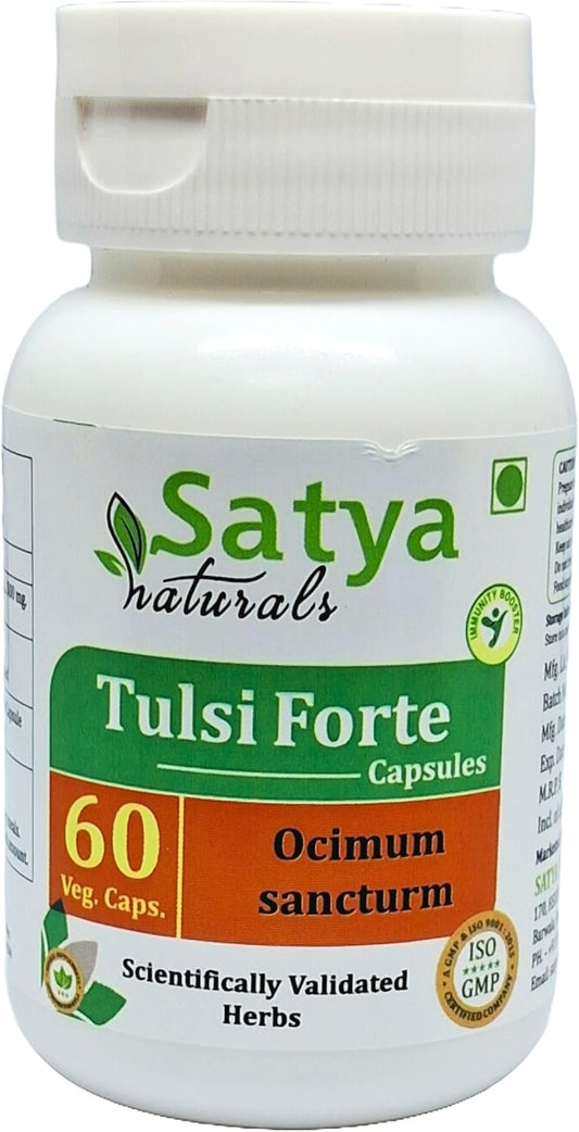 Ayurvedic Tulsi Forte Capsules 500mg | Organic Basil Extract for Men and Women | Herbal Supplement 10:1 Forte | 60 Veg Capsules