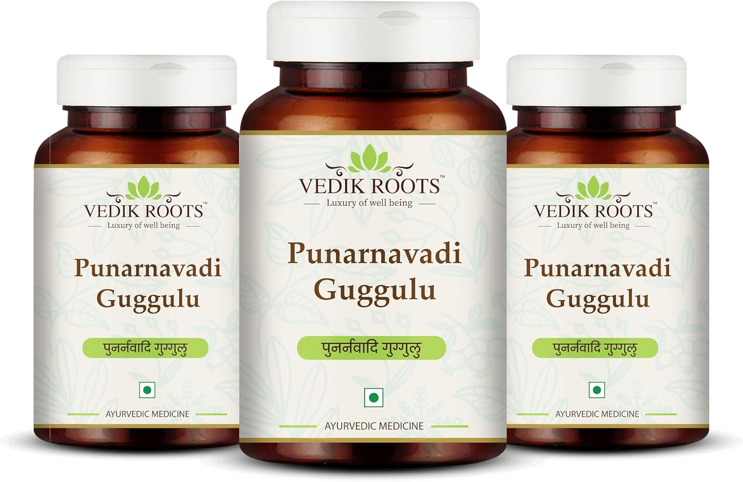 Ayurvedic VEDIKROOTS Punarnavadi Guggulu Tablets for Kidney & Liver Health | Promotes Fluid Balance & Wellness | Herbal Supplement with 180 Tablets