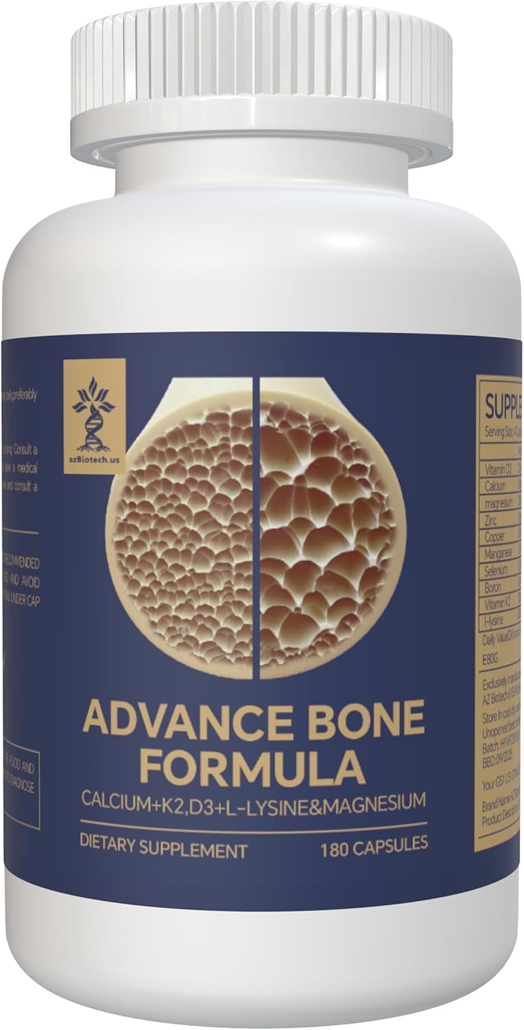 AZ BIOTECH Advanced Formula Bone Health Supplement with Vitamin D3, Calcium, Magnesium, Zinc, and More
