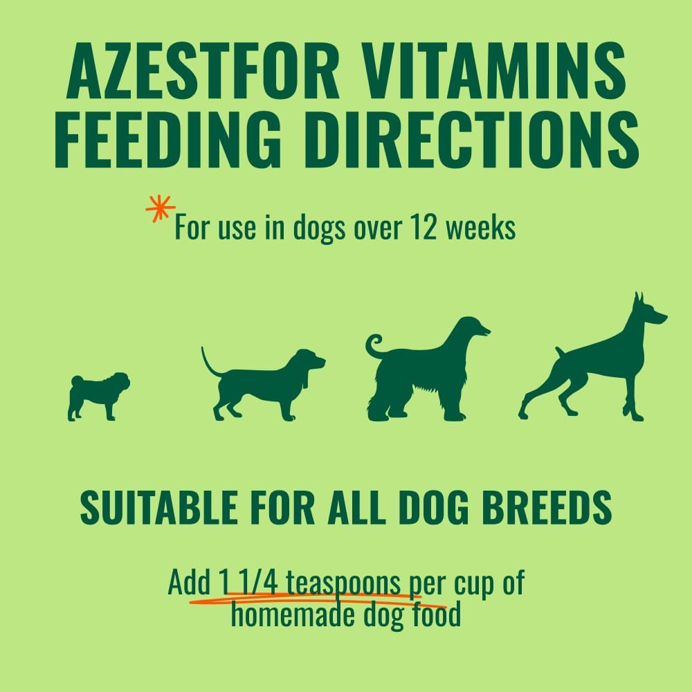 Azestfor USA-Made Homemade Dog Food Supplement - Holistic Whole Food Diets - All Breeds - Puppy to Adult - 16oz Powder