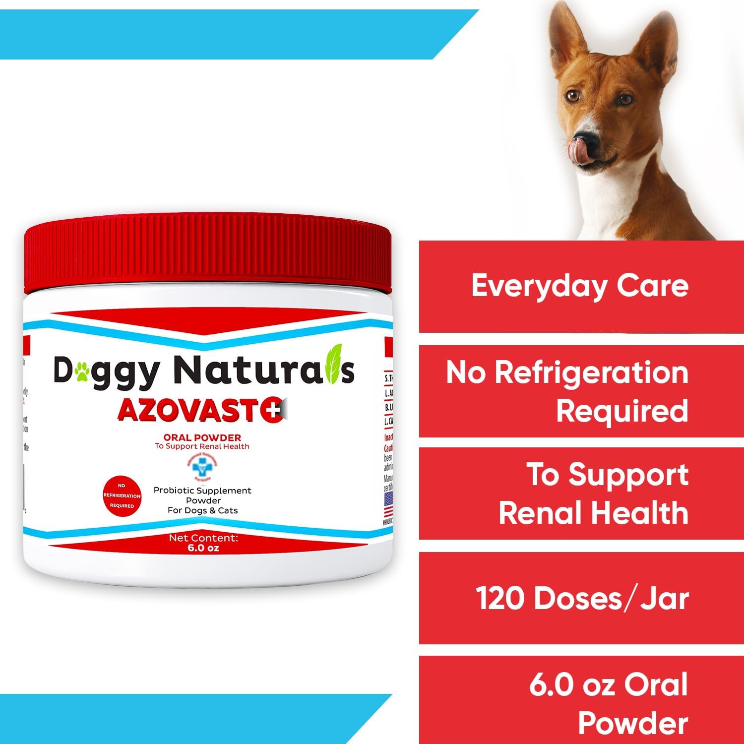 Azovast Plus Kidney Health Supplement for Dogs & Cats - Oral Powder (6 Oz) - Supports Kidney Function - Made in USA