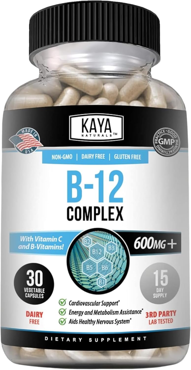 B-12 Complex Multivitamin Supplement for Energy and Metabolism Boost - 30 Capsules for Women & Men