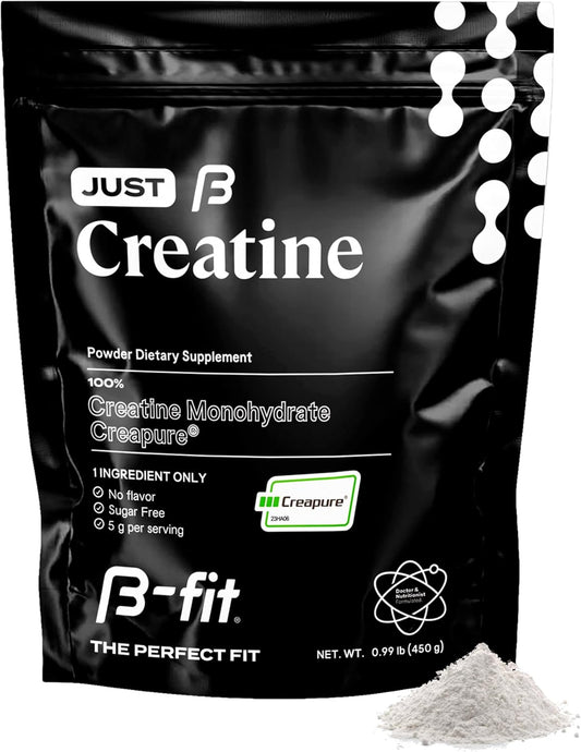 B-FIT B Creatine Monohydrate Powder - Creapure Creatine - 90 Servings - 450g - Pre Workout for Women - Sugar-Free - Flavorless - 3 Month Supply