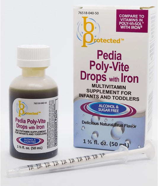 B Protected Pedia Multivitamin Drops with Iron - 1 2/3 fl oz Liquid