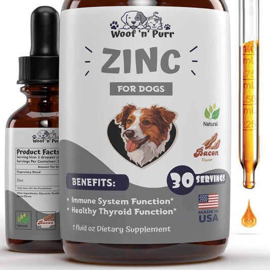Bacon Flavored Dog Zinc Supplement for Healthy Skin and Coat - 1 fl oz