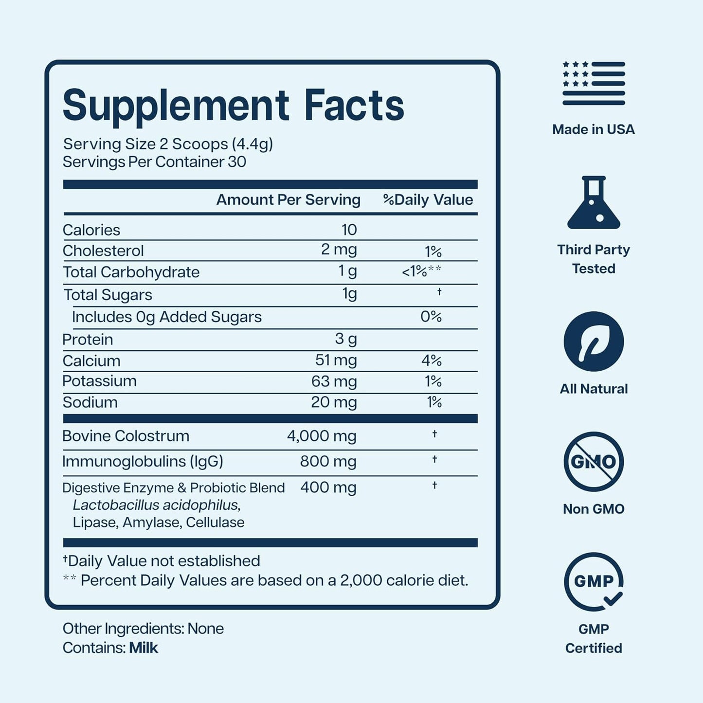 Baese Nutrition 4000mg Bovine Colostrum Powder Supplement with Probiotics - Unflavored Immunity Support for Kids & Adults (132g)
