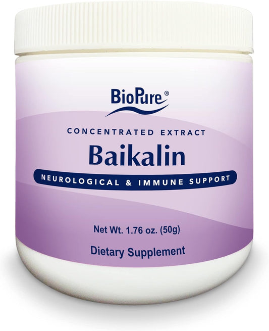 Baikalin Herb Extract Powder for Neurological & Immune Support - Chinese Skullcap Root Extract for Stress Management & Wellness - 50g