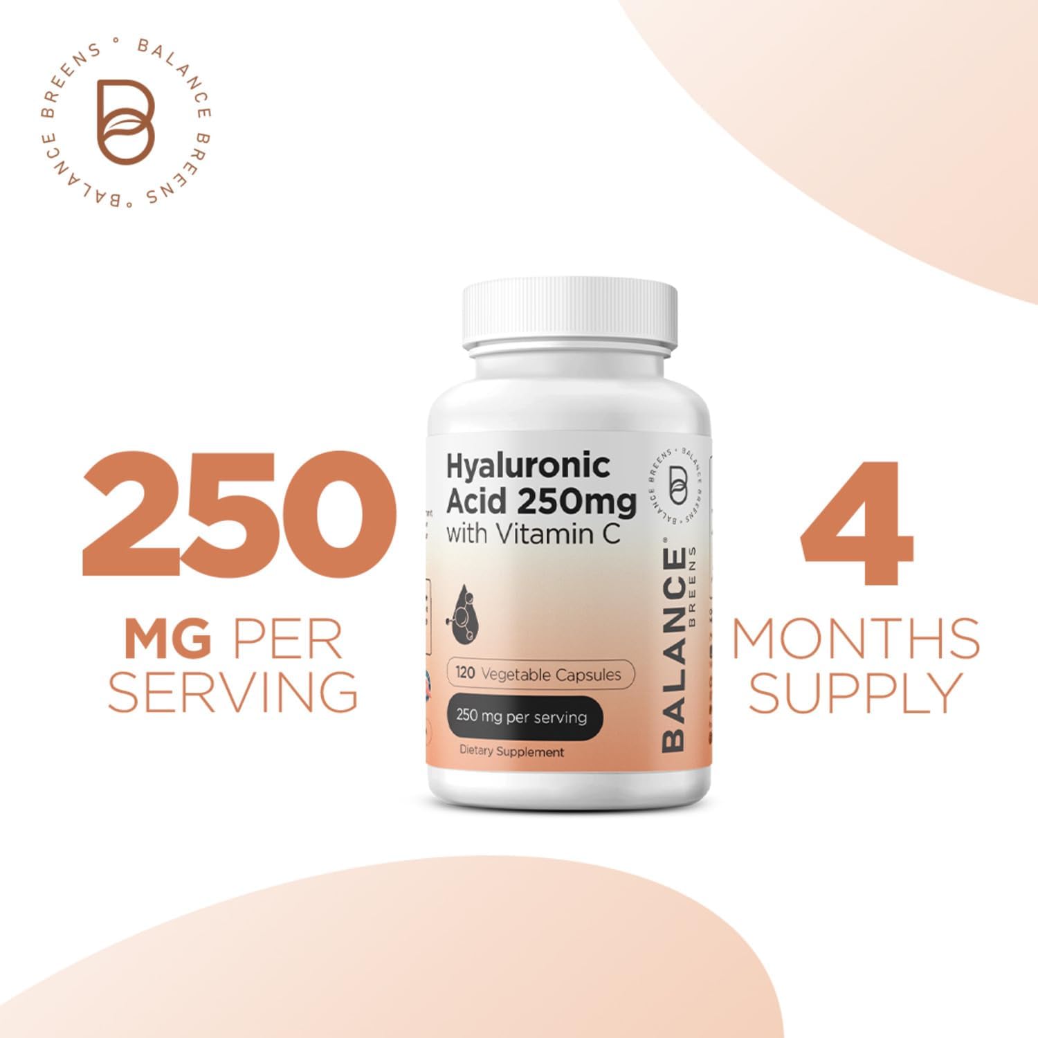 Balance Breens Pure Hyaluronic Acid & Vitamin C Immunity Booster Supplement with Olive Leaf Extract & Quercetin